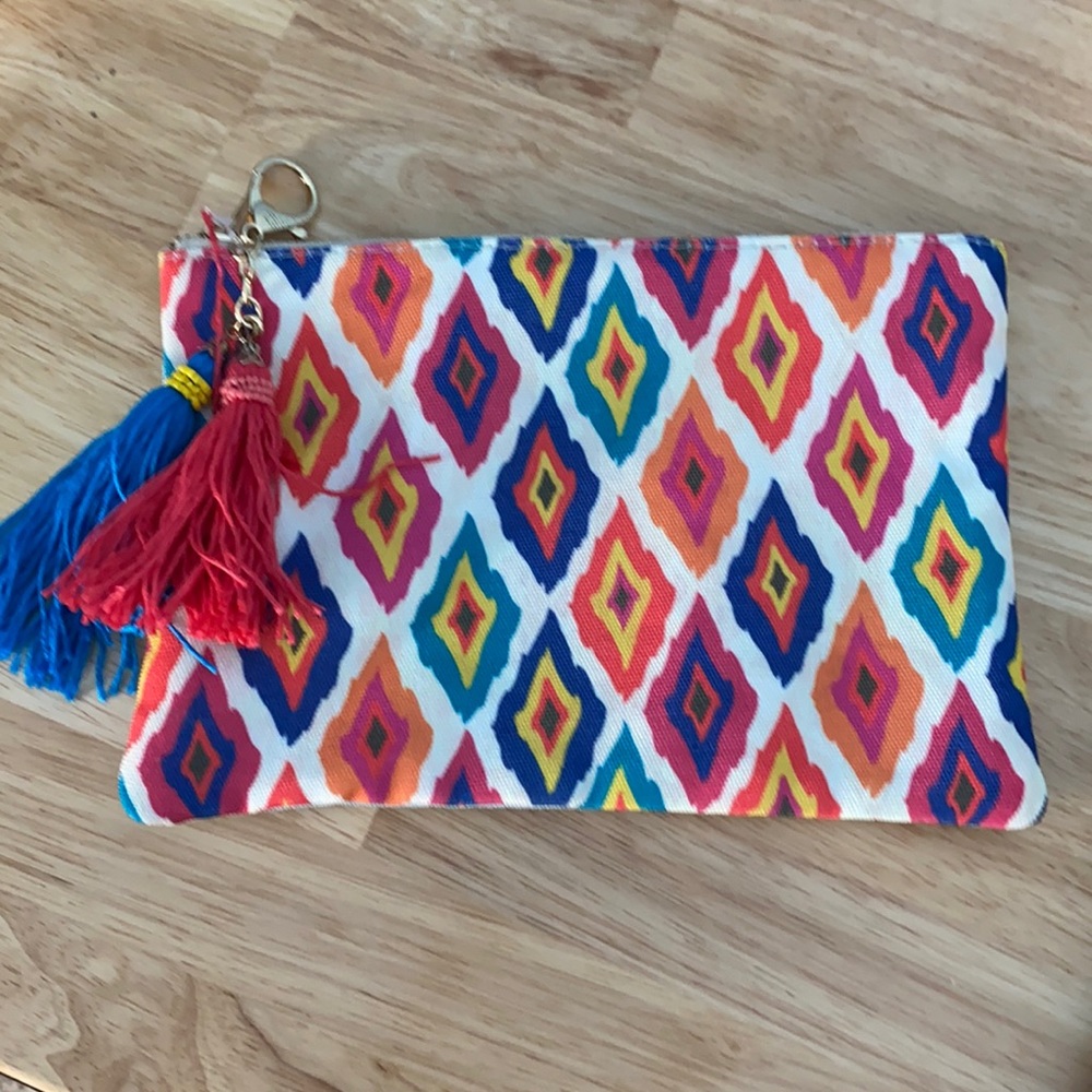 Cute zipper pouch with tassel key hook